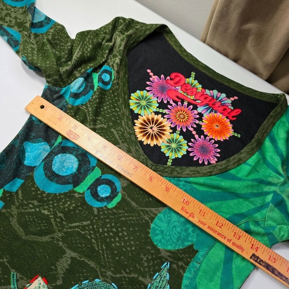 Desigual Women‎ Floral Handkerchief Hem Long Sleeve Top Size XS Artsy Retro Bold - Picture 10 of 13